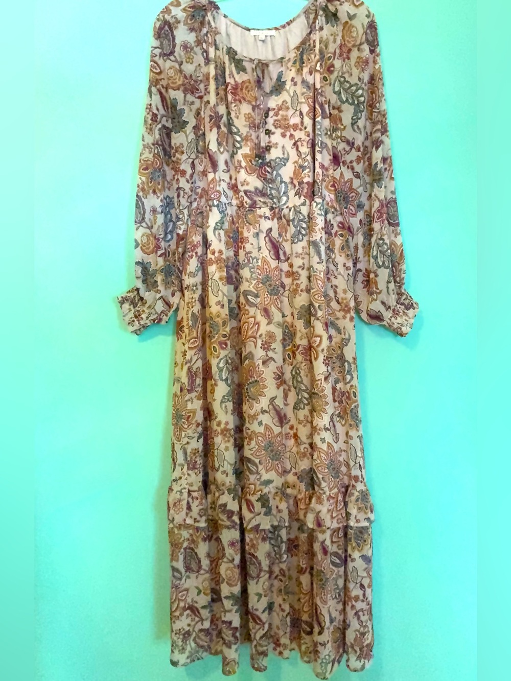 Kate & Sam Boho Tiered Floral Long Sleeve Maxi Dress - Picture 3 of 16
